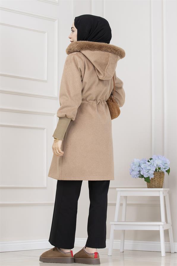 Beli İçten Tünelli Kapüşonlu Kap-CAMEL