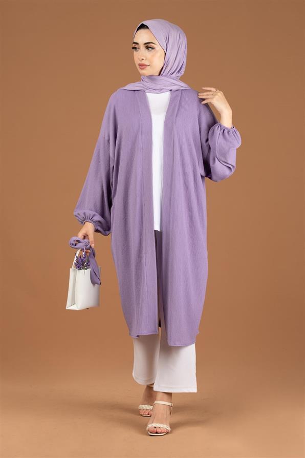 Waist Belt Crepe Kimono-Lilac