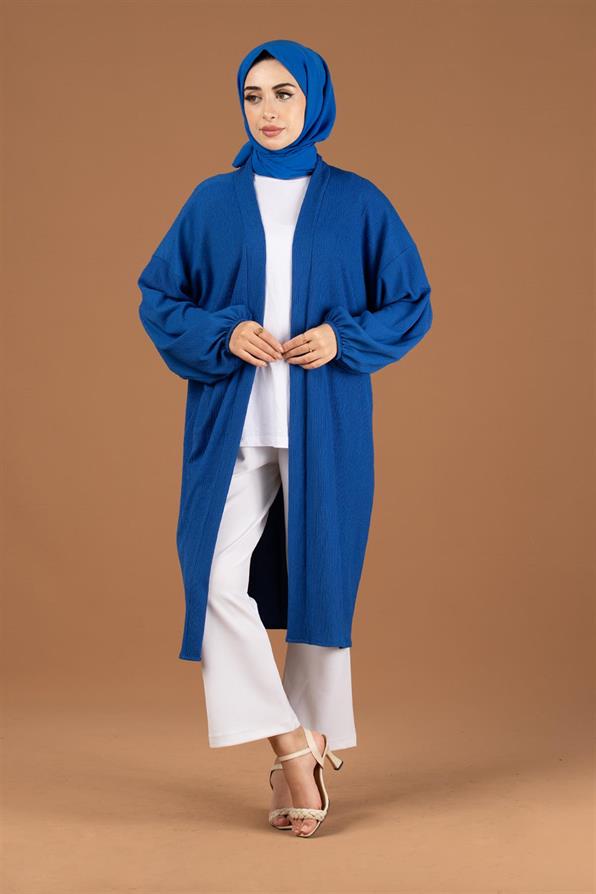 Waist Belt Crepe Kimono-Sax Blue