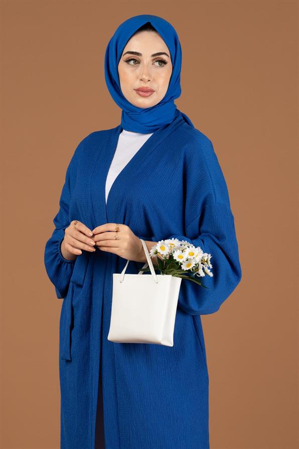 Waist Belt Crepe Kimono-Sax Blue