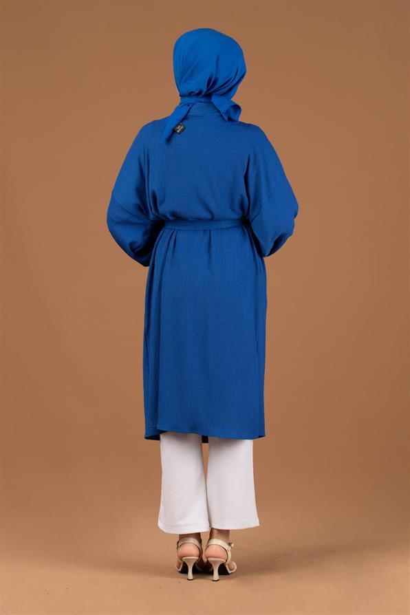 Waist Belt Crepe Kimono-Sax Blue