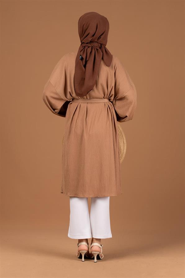 Waist Belt Crepe Kimono-Mink