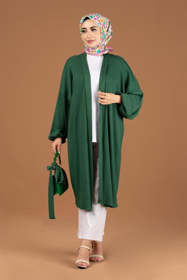 Waist Belt Crepe Kimono-Emerald Green