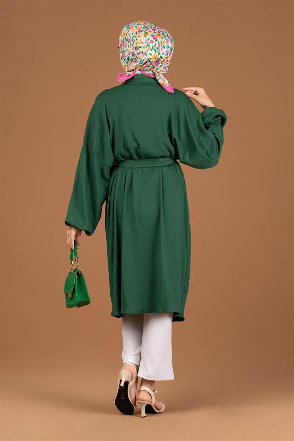 Waist Belt Crepe Kimono-Emerald Green
