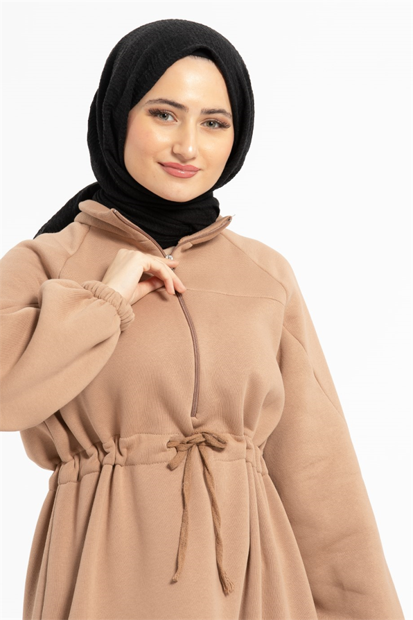Raising Fabric Dress - Beige