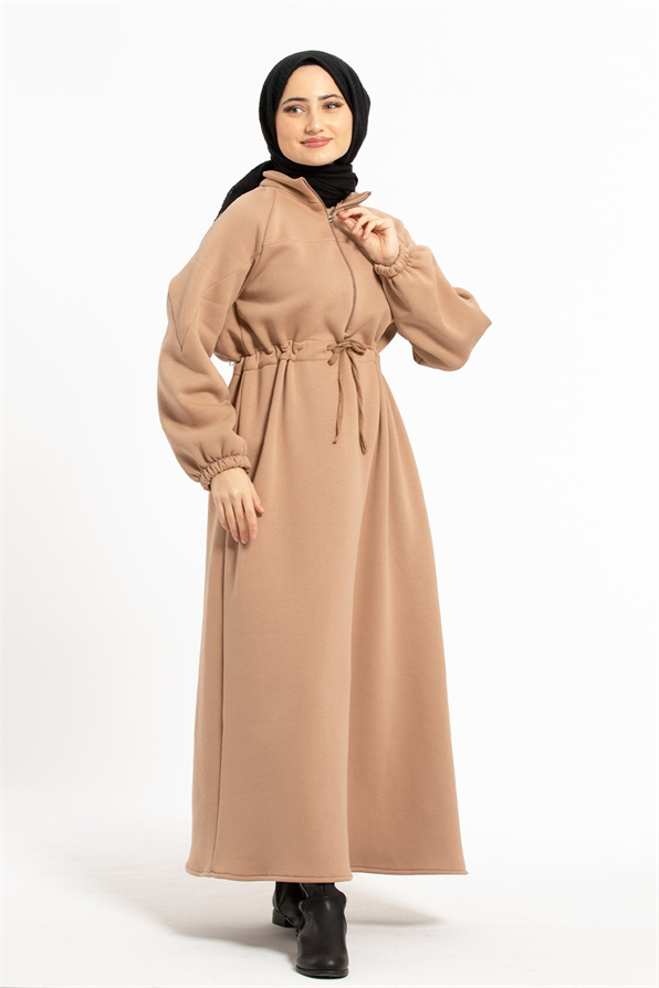 Raising Fabric Dress - Beige