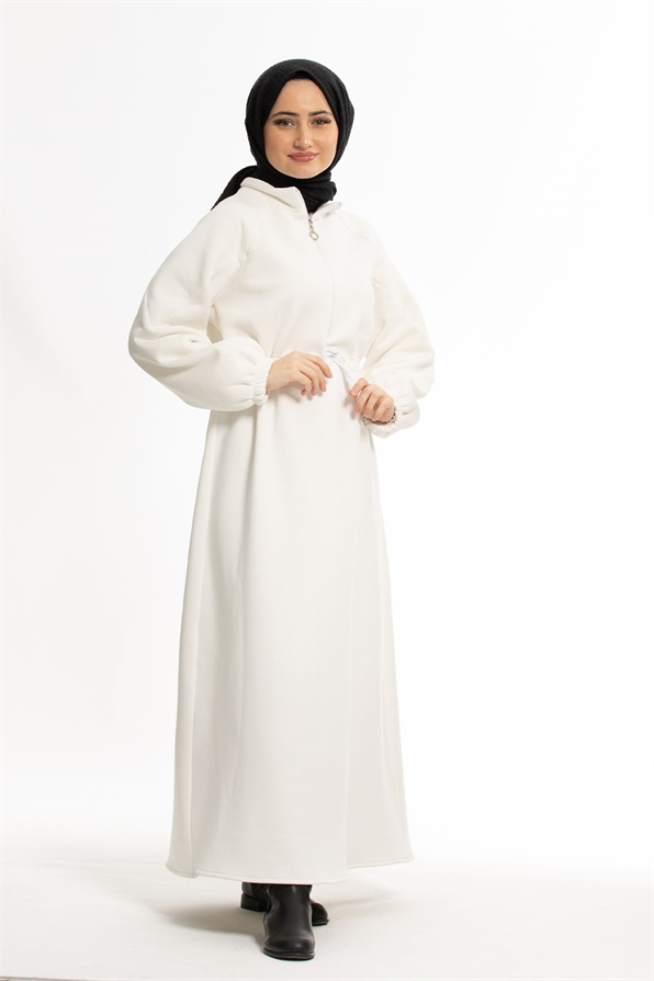 Raising Fabric Dress - White
