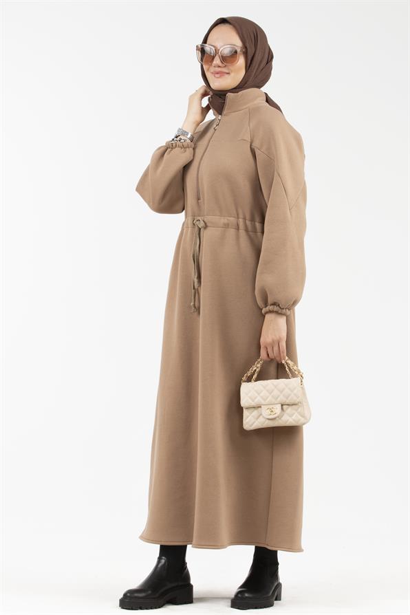 Waist Tunnel Starched 3 Thread Dress-Brown