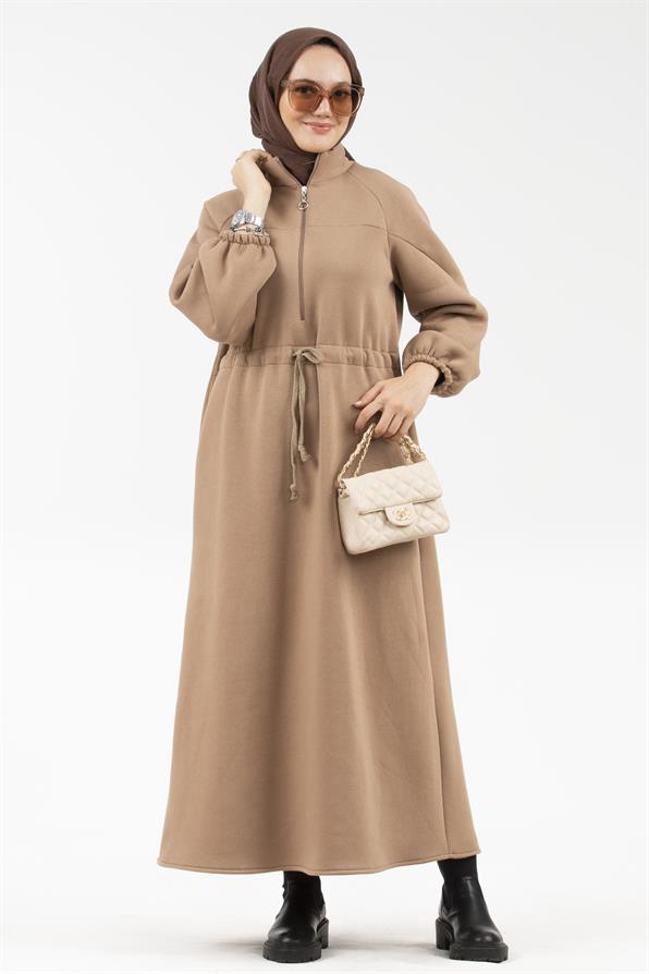 Waist Tunnel Starched 3 Thread Dress-Brown