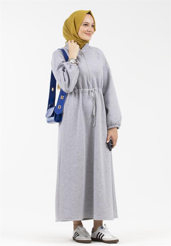 Waist Tunnel Starched 3 Thread Dress-Gray