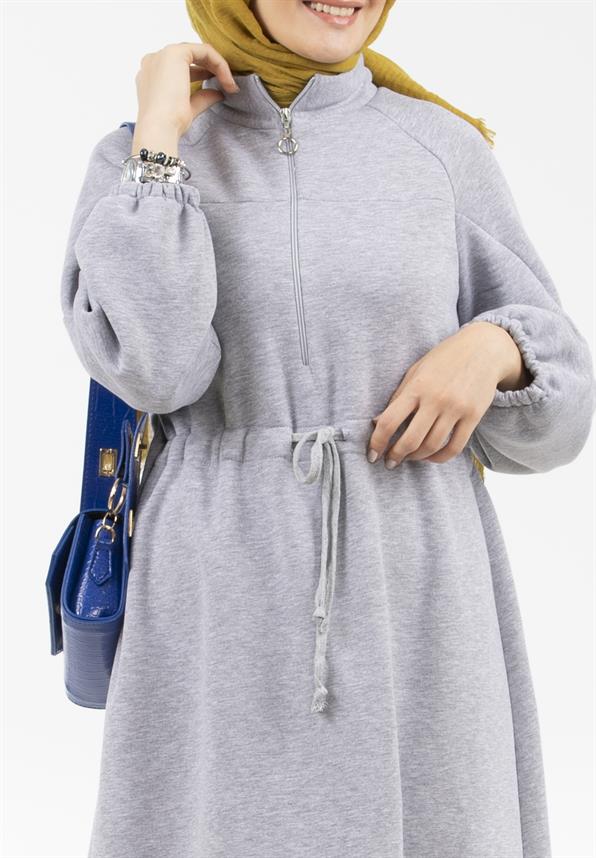 Waist Tunnel Starched 3 Thread Dress-Gray