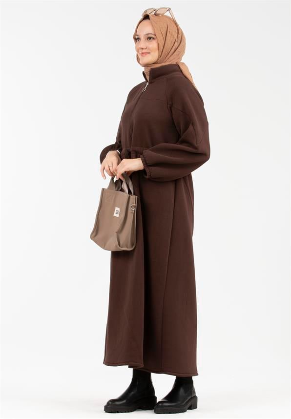 Waist Tunnel Starched 3 Thread Dress-Brown