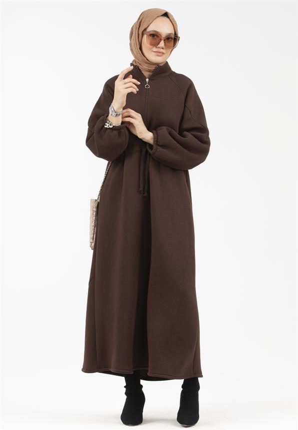 Waist Tunnel Starched 3 Thread Dress-Brown