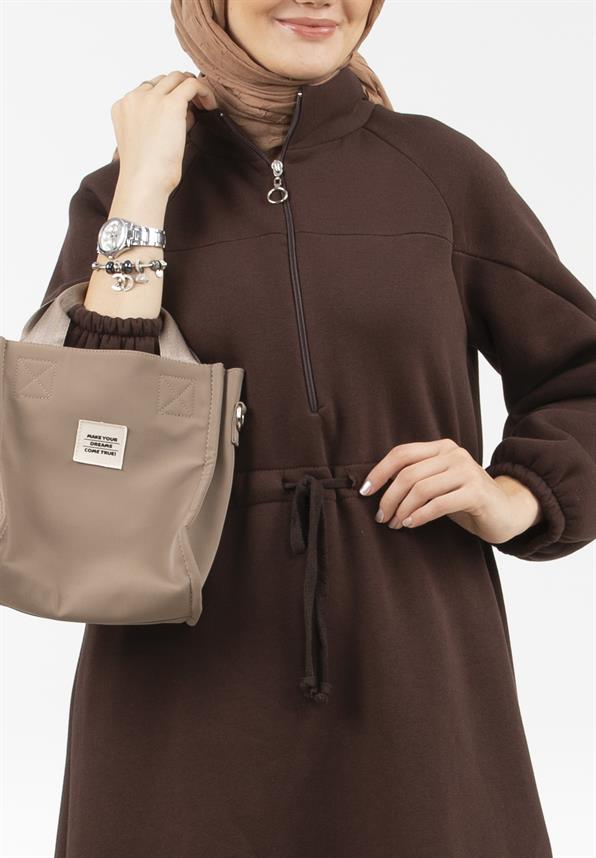 Waist Tunnel Starched 3 Thread Dress-Brown