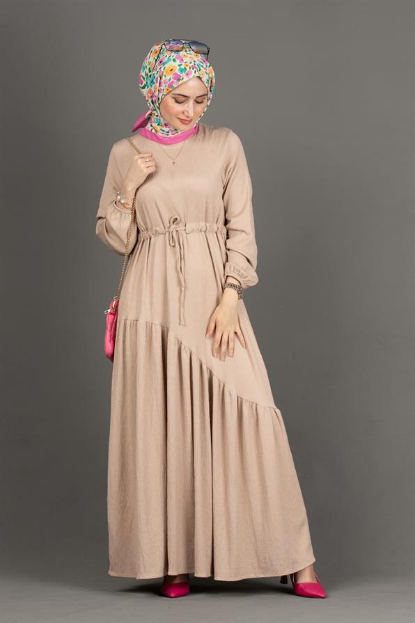 Waist Tunnel Dress-Beige