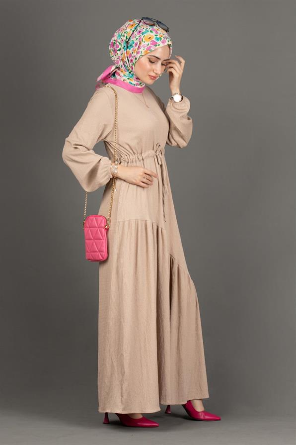 Waist Tunnel Dress-Beige