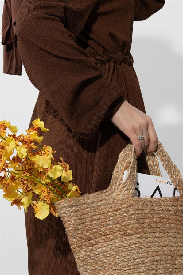 Waist Tunnel Dress-Brown
