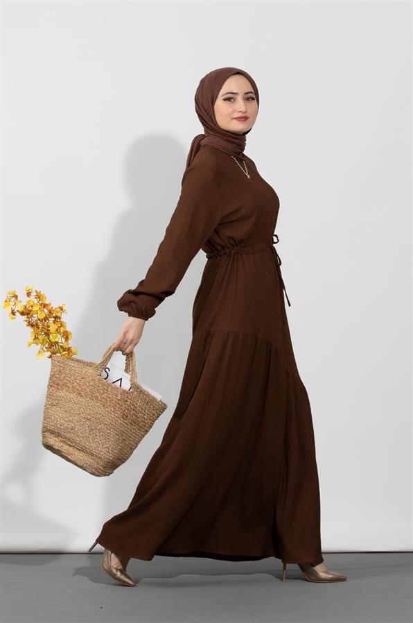 Waist Tunnel Dress-Brown