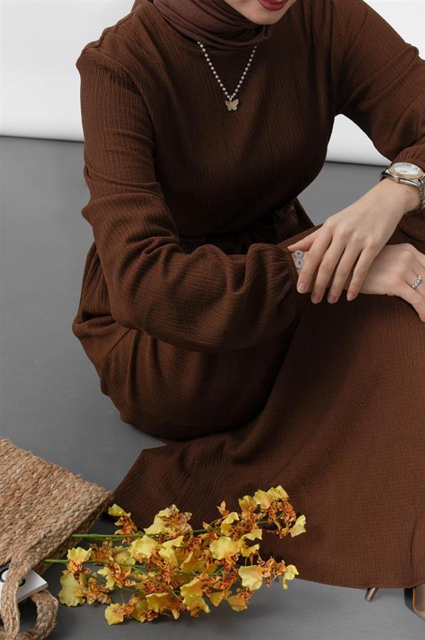 Waist Tunnel Dress-Brown