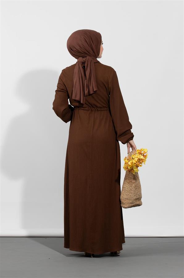 Waist Tunnel Dress-Brown