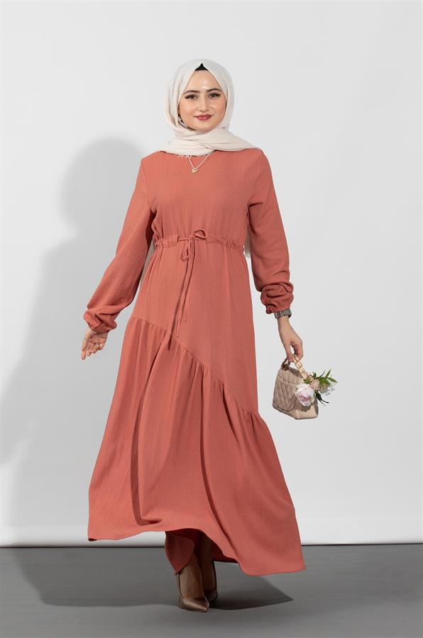 Waist Tunnel Dress-Salmon