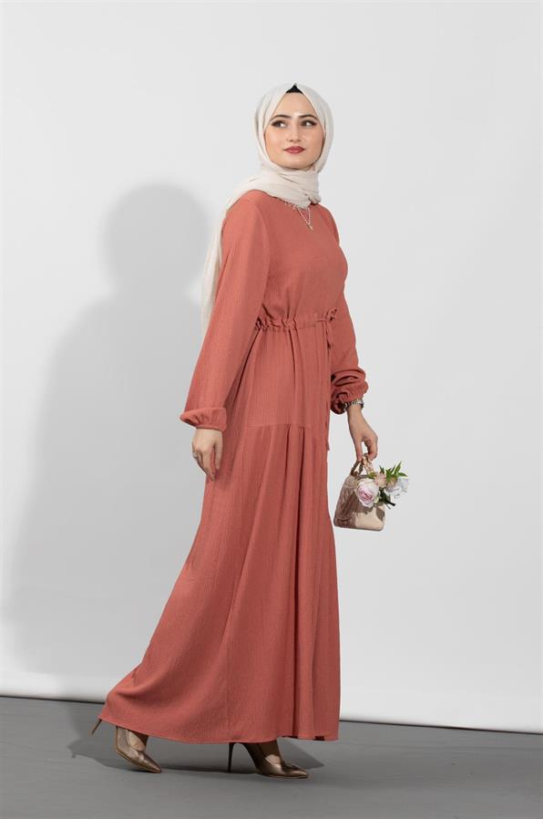 Waist Tunnel Dress-Salmon