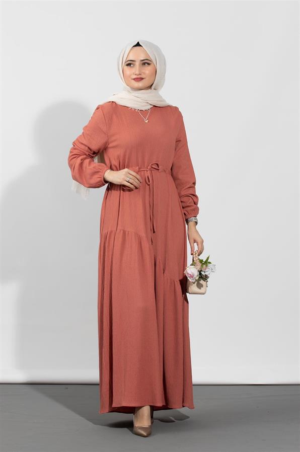 Waist Tunnel Dress-Salmon
