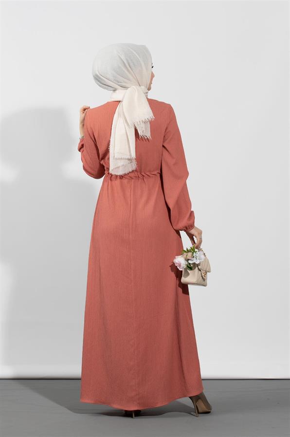 Waist Tunnel Dress-Salmon