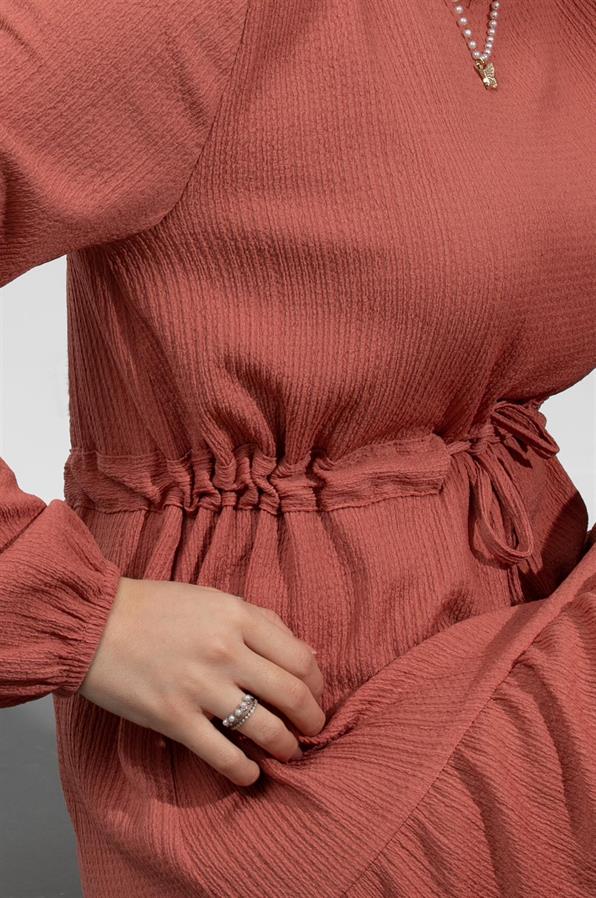 Waist Tunnel Dress-Salmon