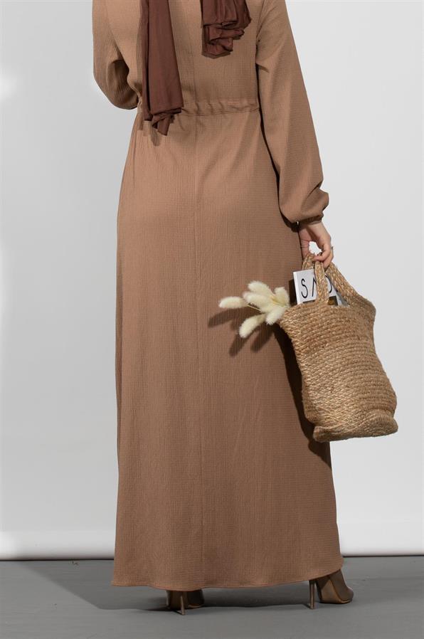 Waist Tunnel Dress-Light Brown