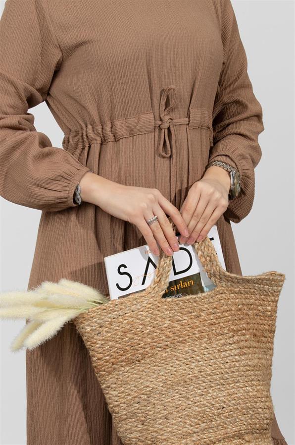 Waist Tunnel Dress-Light Brown