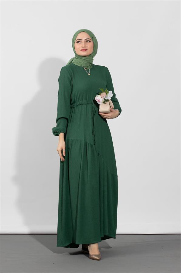 Waist Tunnel Dress-Emerald Green
