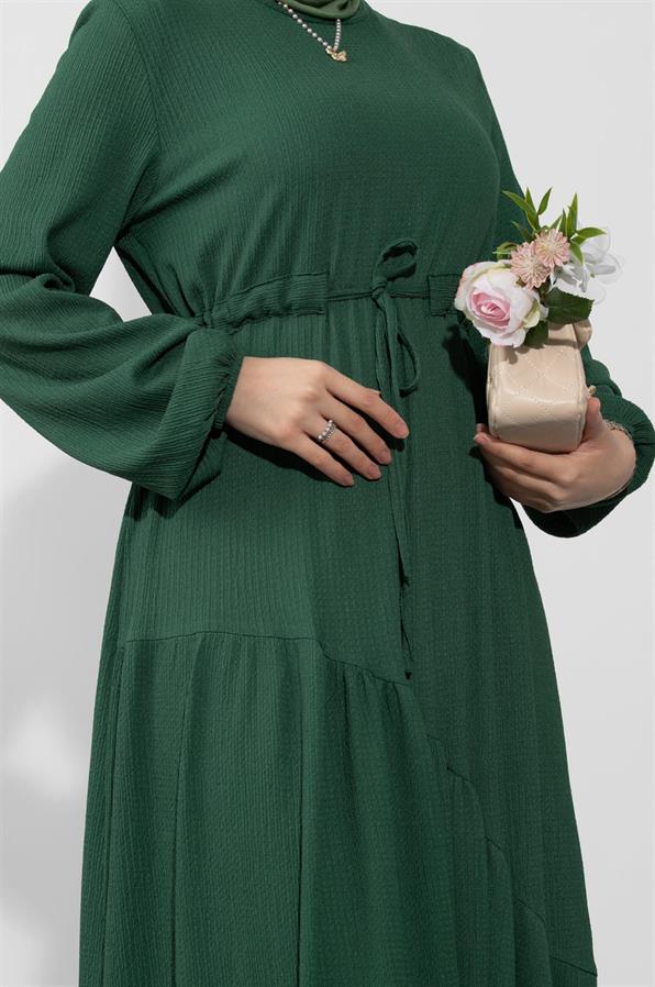 Waist Tunnel Dress-Emerald Green