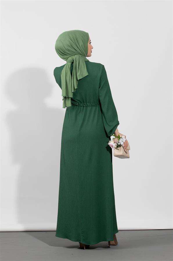 Waist Tunnel Dress-Emerald Green