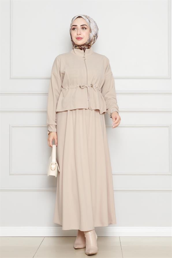 بدلة تنورة - لون بيج