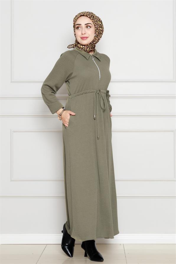 Dress with pocket  - Khaki color