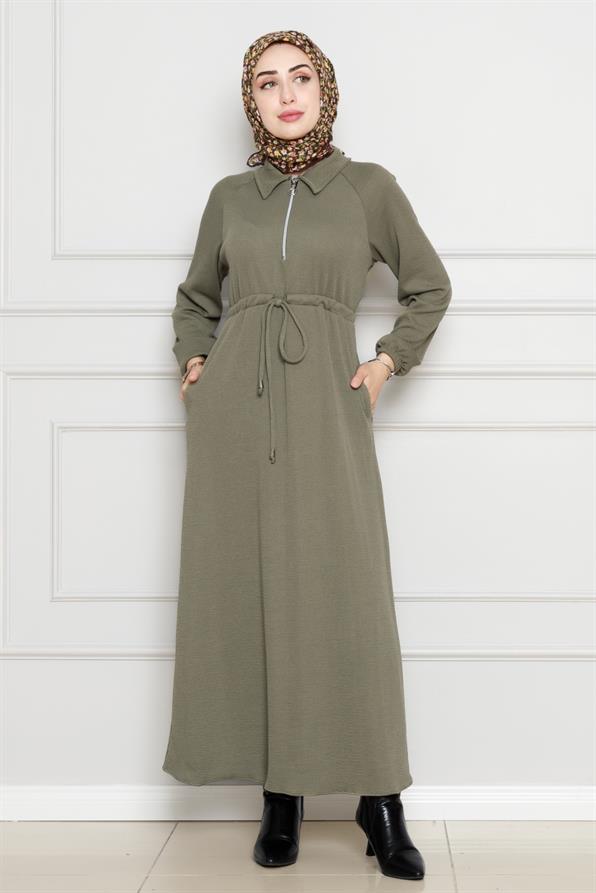 Dress with pocket  - Khaki color