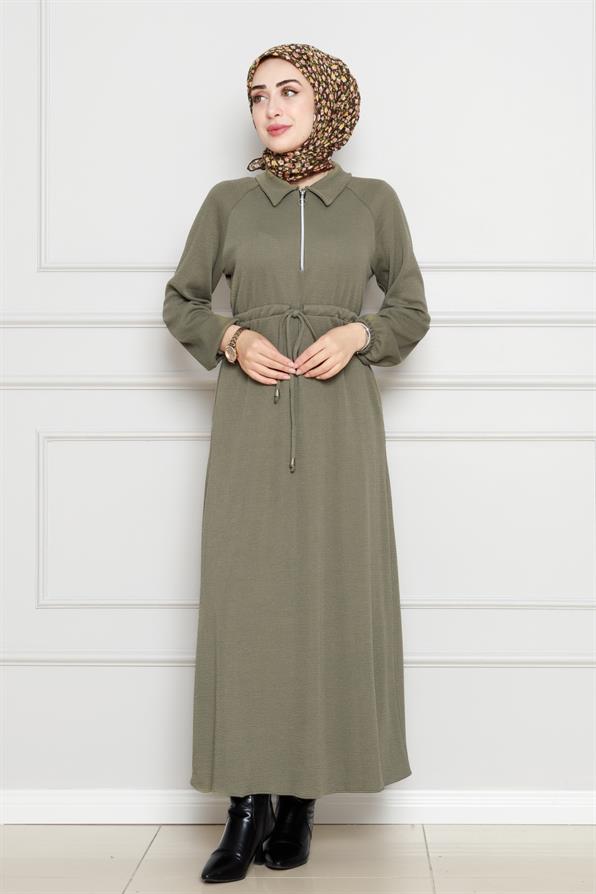 Dress with pocket  - Khaki color