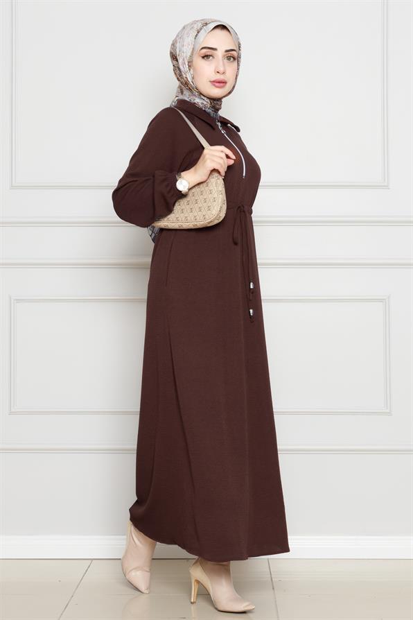 Dress with pocket  - Brown color
