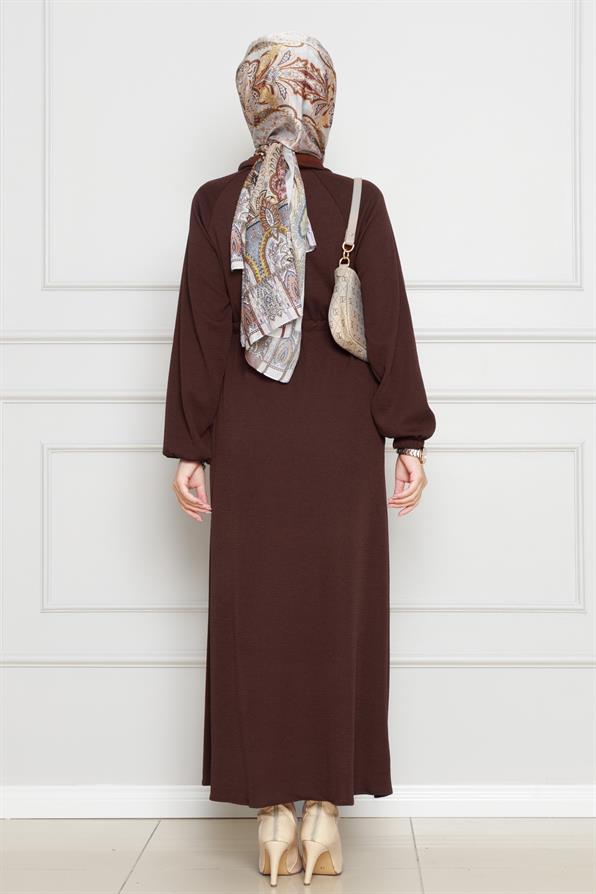 Dress with pocket  - Brown color