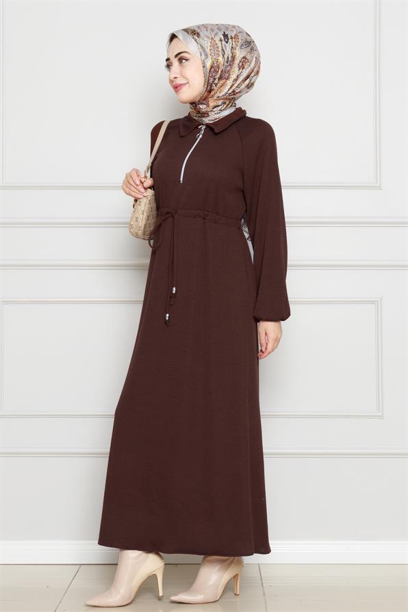 Dress with pocket  - Brown color