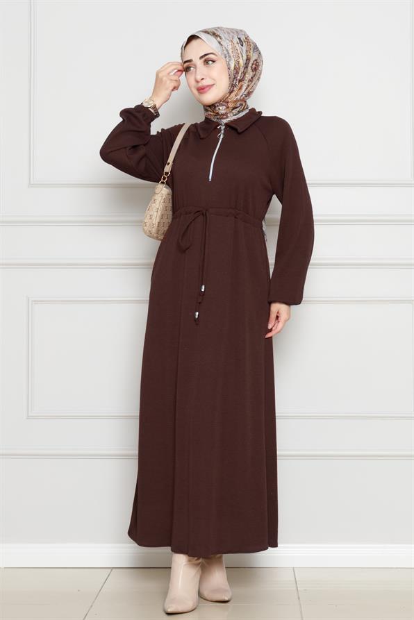 Dress with pocket  - Brown color