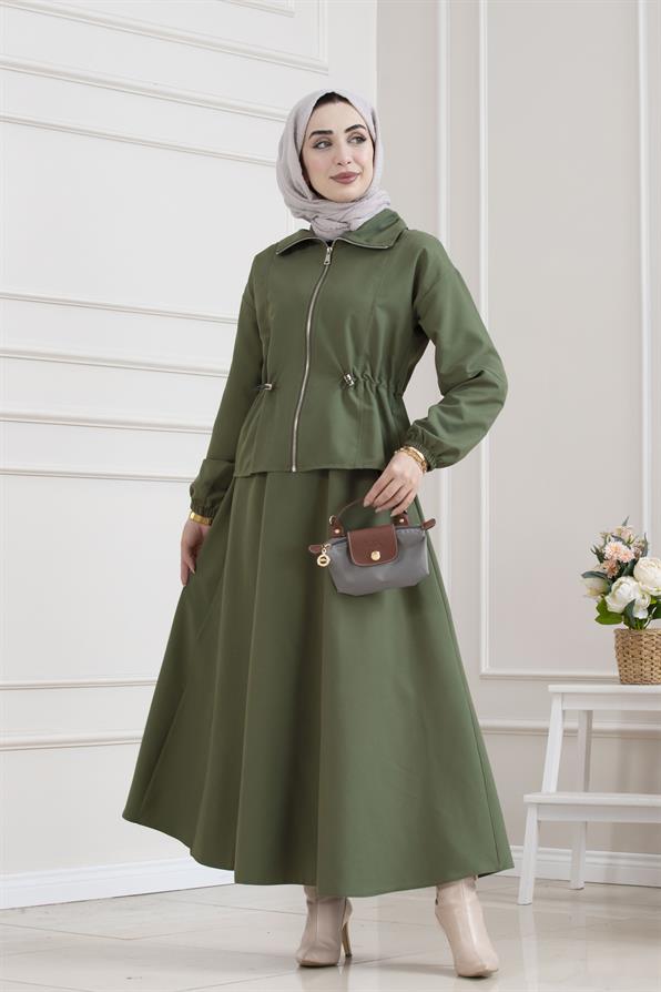 Beli Tünelli Fermuarlı Etekli Takm-HAKİ