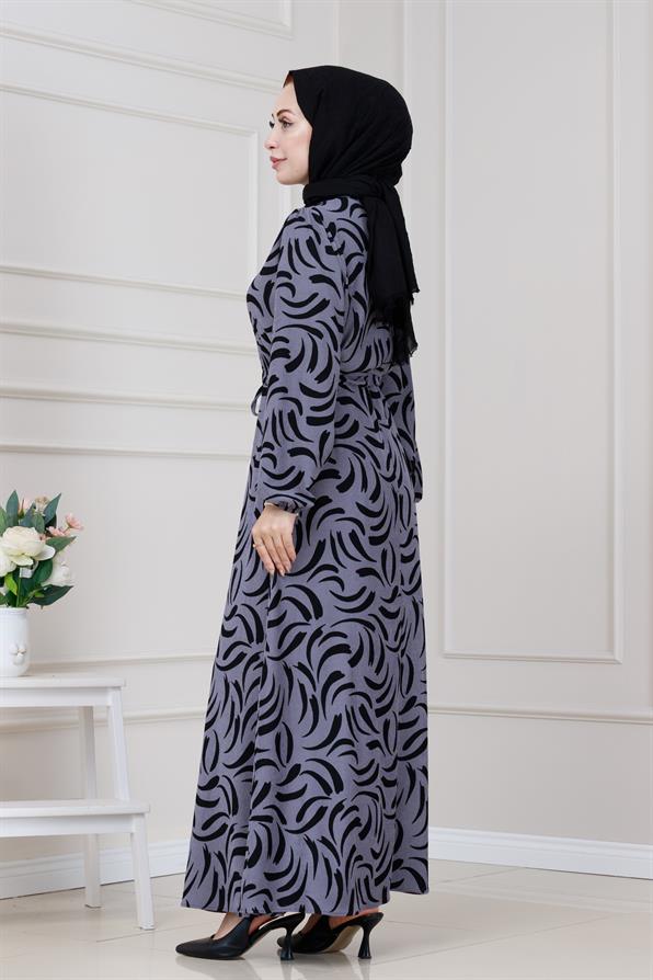 Beli Tünelli Karin Elbise-Gri