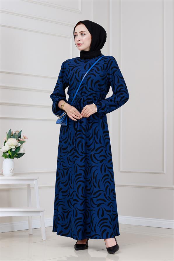 Beli Tünelli Karin Elbise-Saks Mavi