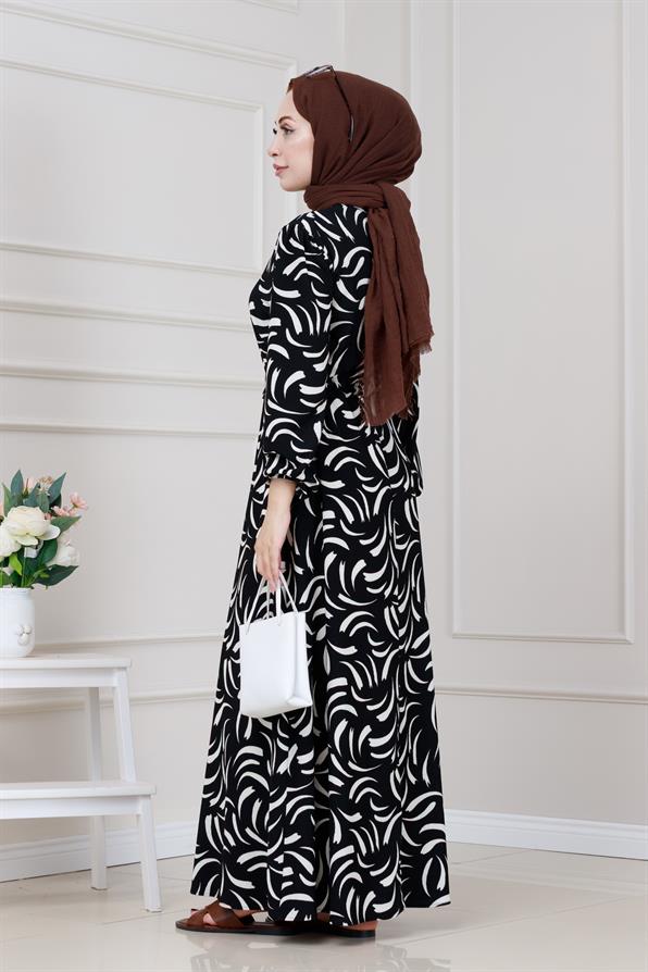 Beli Tünelli Karin Elbise-Siyah