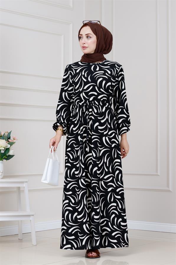 Beli Tünelli Karin Elbise-Siyah