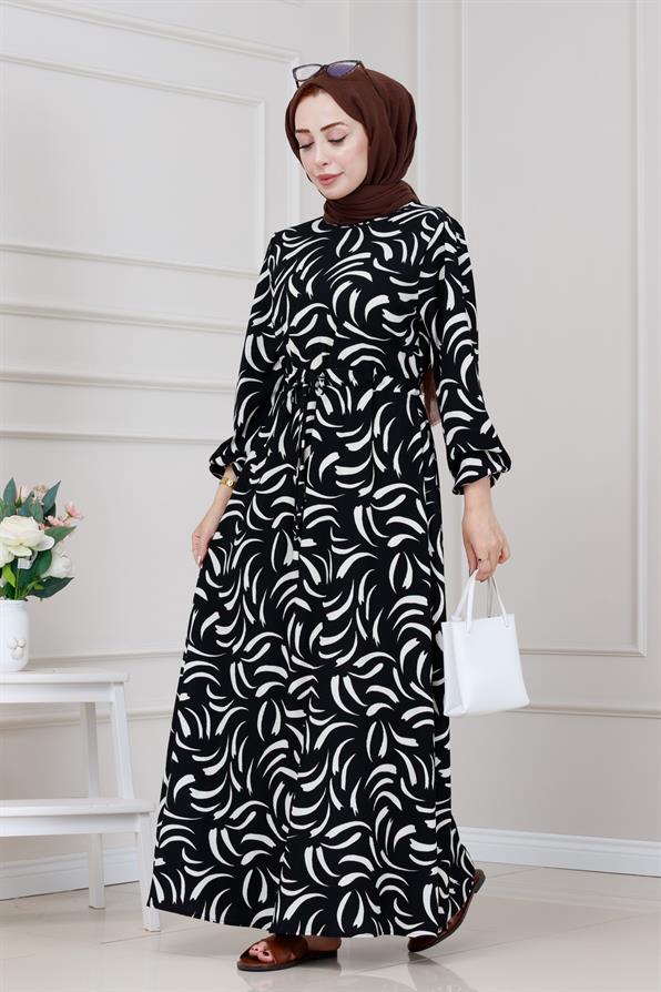 Beli Tünelli Karin Elbise-Siyah