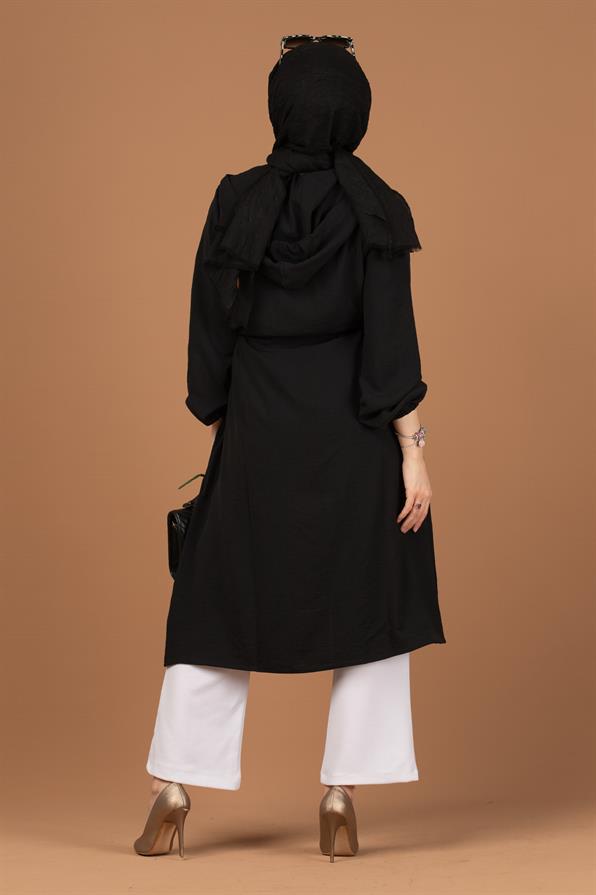 Beli Tünelli Mevsimlik Tunik-Siyah