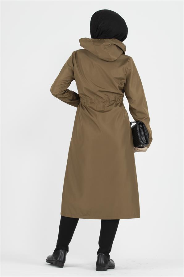 ترنشكوت بحزام مخفي على الخصر-اللون العسلي